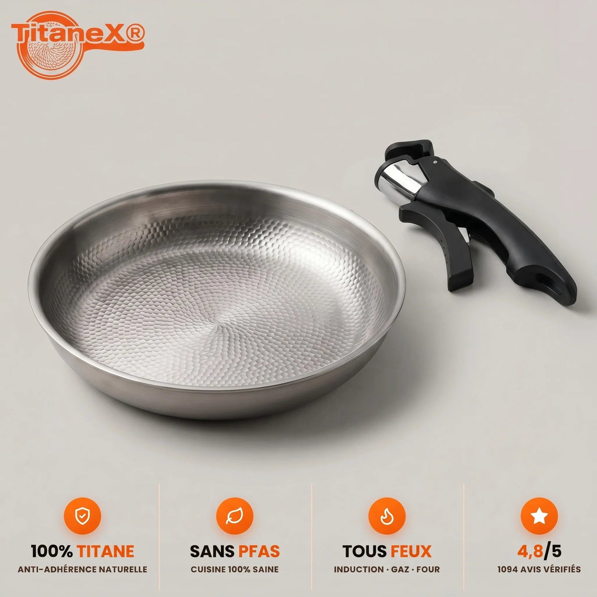 TitaneX® - Pan with Removable Handle